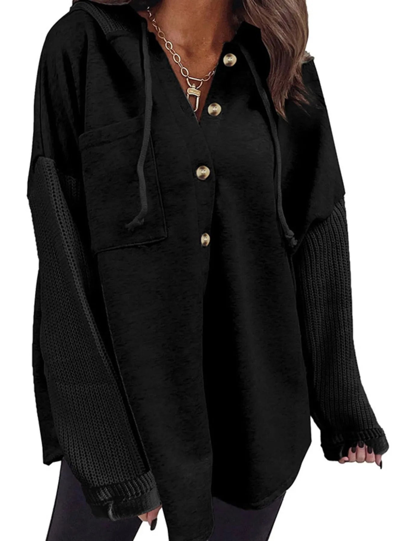 Comfortable Button Up Hoodie with Drawstring - Bela Fils BoutiqueBela Fils Boutique